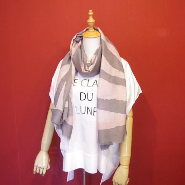 春夏ストール ゼブラ柄 大判 レディース ピンク×グレー ストライプ ボーダー 薄手 バイカラー オ...