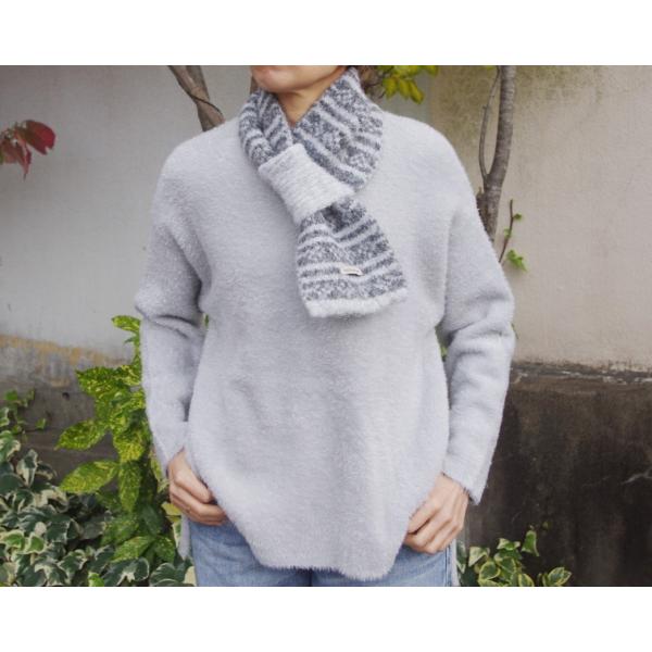 ミニマフラー スヌード ティペット 差し込み レディース グレー プレゼント 秋冬 シンプル 小さめ...