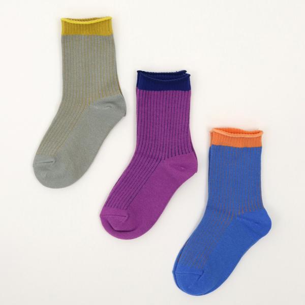 stampleスタンプル 配色リブ３足組クルーソックス 靴下 レディース ショートソックス おしゃれ...