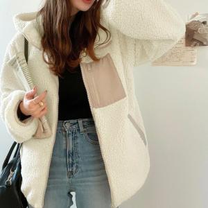 フード付き ボア ブルゾン ジャケット パーカー ジップアップ