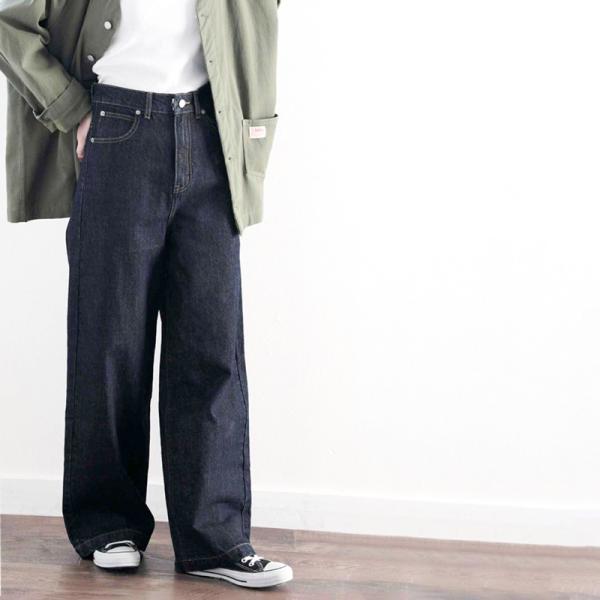 メール便  レディース 大きいサイズ 小さいサイズ パンツ ボトムス デニム ワイドパンツ 美脚 春...