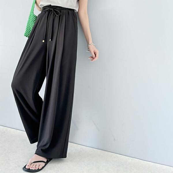 ボトムス パンツ レディース ギャザー ワイド ストレート イージーパンツ UVカット 防シワ ウォ...