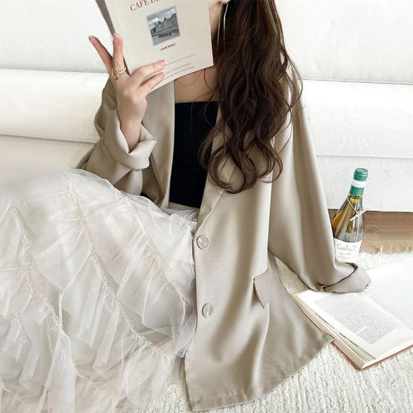 アウター ジャケット レディース レザー ライク 切替 ダブル テーラード JK 上品見え サイド