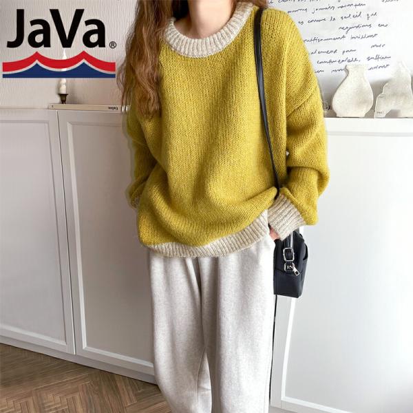 《javaジャバ コラボ》 トップス セーター レディース 2way ミックス カラー 糸 バイカラ...