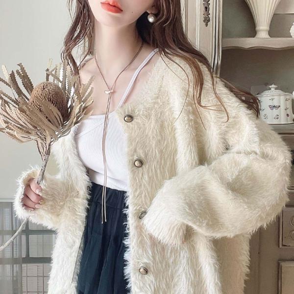 トップス カーディガン レディース ボレロ 前後2way ニット プルオーバー フェザー アンティー...