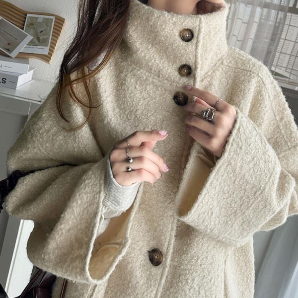 アウター ジャケット コート レディース スタンドカラー シンプル Aライン 美フォルム カットボア...