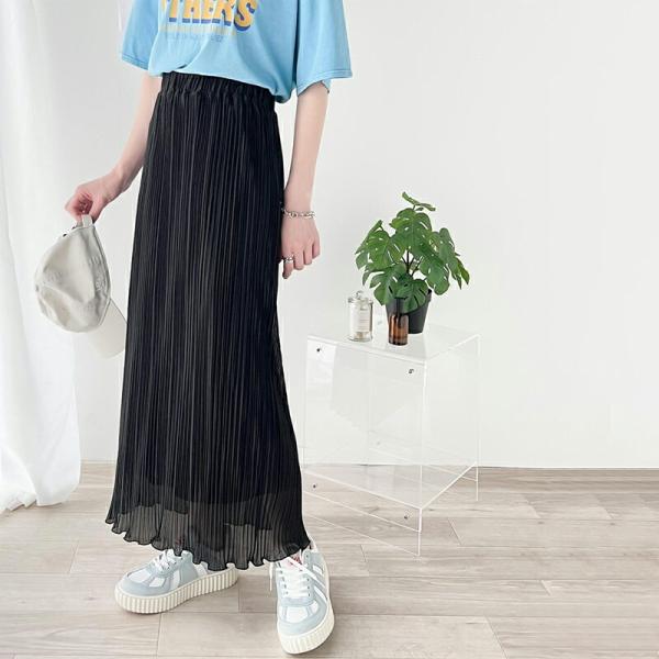 ボトムス スカート レディース ランダム プリーツ 裾 メロウ シャイニー 梨地 シアー ランダム ...