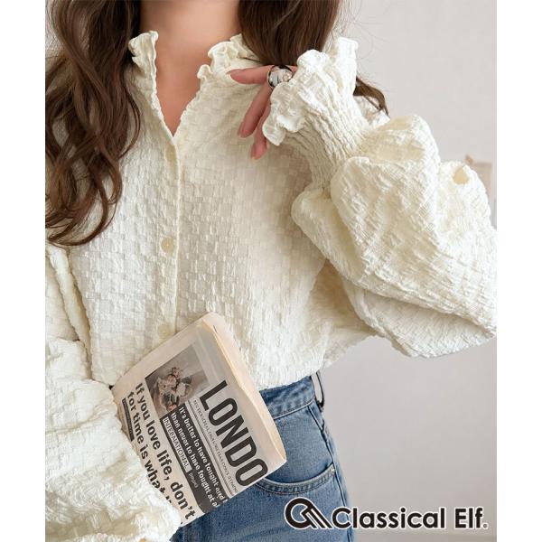 ぽこぽこ素材×フリル　前後2way フクレジャガード フリルブラウス（長袖） Classical E...