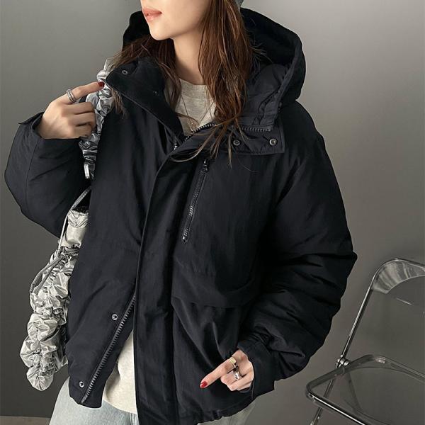 アウター ジャケット レディース スタンドフーディ 大人カジュアル 小顔見え 高見え ナイロン生地 ...