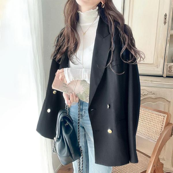 アウター ジャケット レディース サイド スリット オーバー サイズ ダブルジャケット JK ヘリン...
