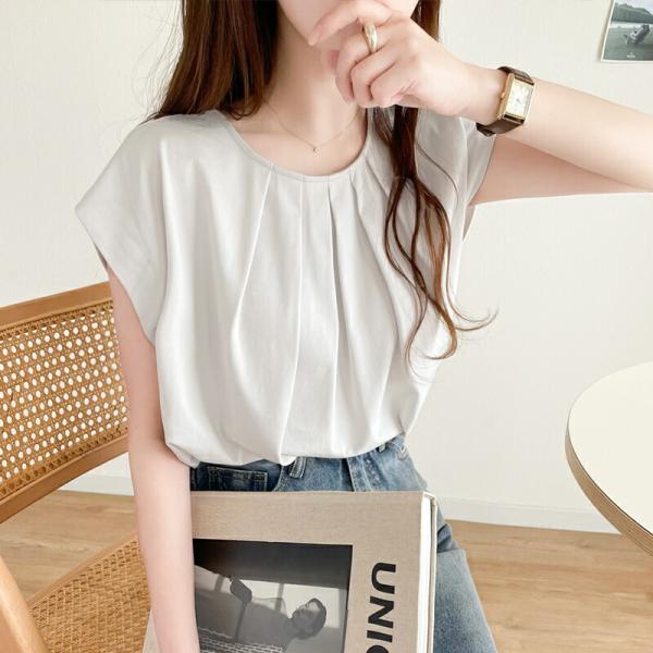 トップス Tシャツ レディース ひんやり 冷感 フレンチ タック スリーブ Tee 華奢見え 二の腕...