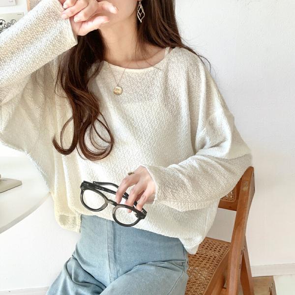 トップス Tシャツ レディース シャーリング 長袖 Tシャツ ドルマンスリーブ ボートネック デイリ...