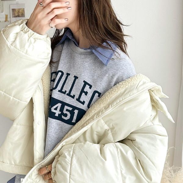 アウター ジャケット レディース 中綿 フード 付 ショート ブルゾン JK 微光沢 リップス トッ...