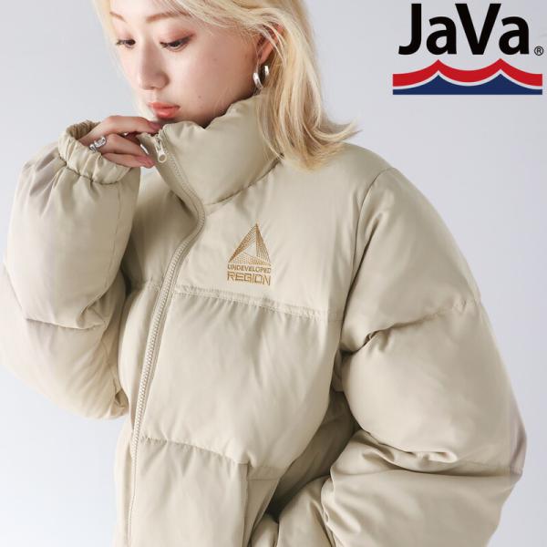 《java ジャバコラボ》 アウター ジャケット レディース 軽くて 暖かい 中綿 ロゴ 刺繍 フェ...