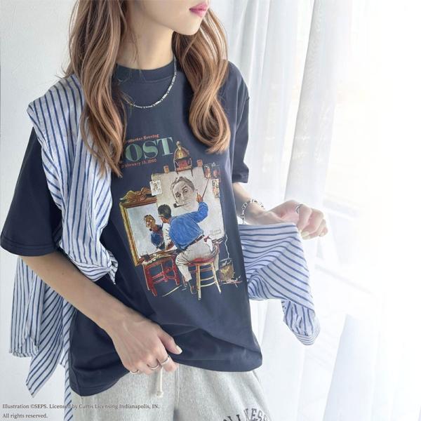 トップス tシャツ レディース カットソー オーバーサイズ ゆったり 半袖 Rockwell's T...