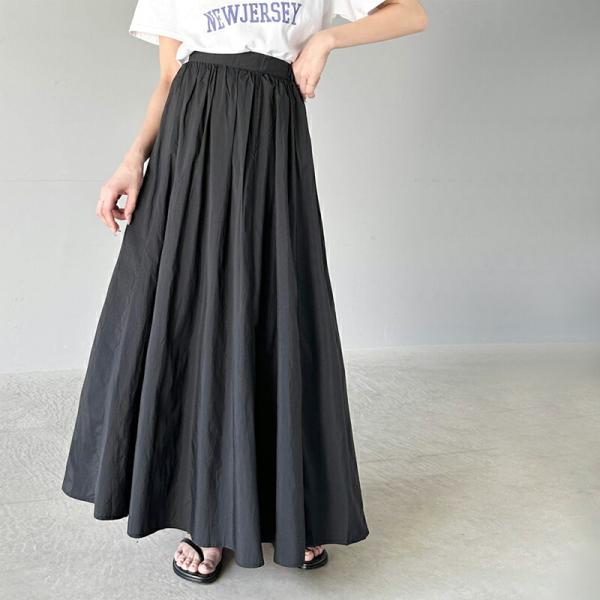 ボトムス スカート レディース 超軽量 素材 シアー ワッシャー 加工 シルキー ナイロン ロング ...
