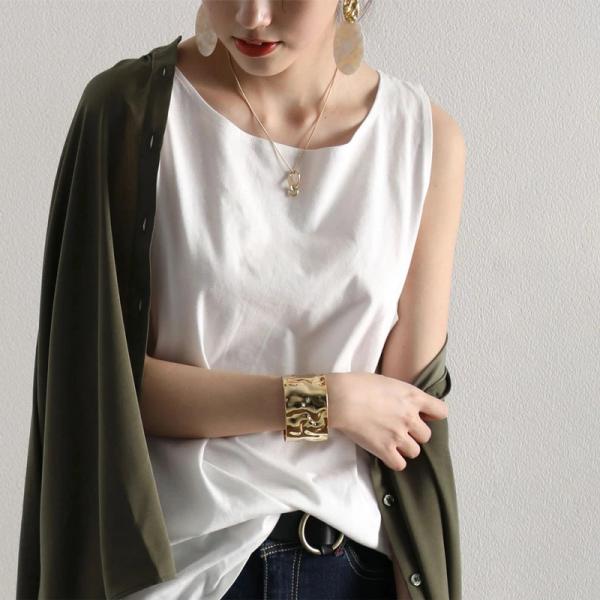 メール便 タンクトップ 袖なし キャミソール ノースリーブ レイヤード 重ね着 ラウンドヘム 大きい...