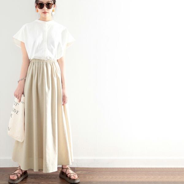 レディース 大きいサイズ 小さいサイズ ボトムス スカート コットンリネン マキシ丈 ロング フレア...