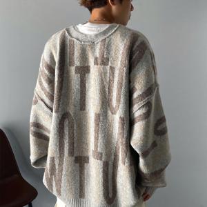 《javaジャバ コラボ》 リサイクルポリエステル 前後2way BIGロゴ カーディガン トップス カーディガン V ネック レトロ カーデガン 長袖