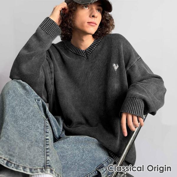 【Classical Origin】 ニット セーター メンズ ブランド トップス Vネックセーター...