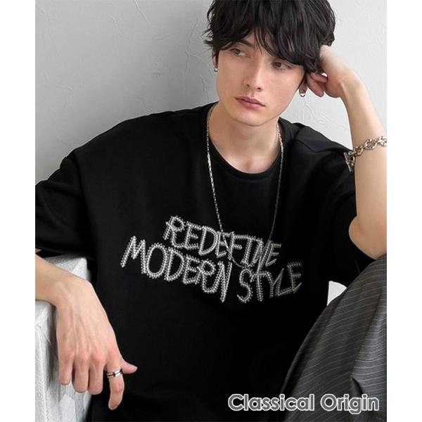【Classical Origin】 tシャツ メンズ 半袖 トップス 刺繍 3D 立体 ドレープ ...