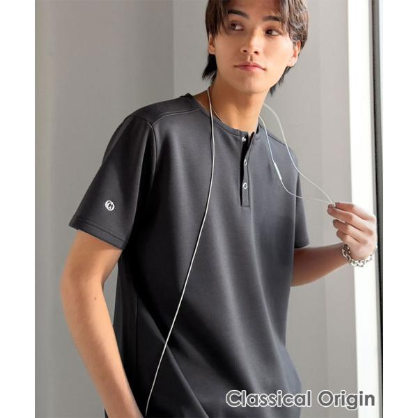 【接触冷感機能付き】肩切り替えショート丈ダンボール素材ヘンリーネックTシャツ Classical O...