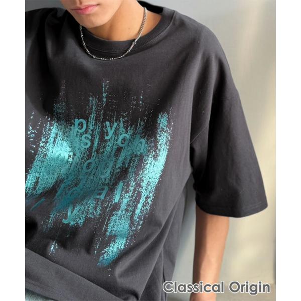 【Classical Origin】 tシャツ メンズ 半袖 トップス 綿100％ グリッチノイズ箔...