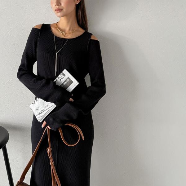 【Classical Evon】ワンピース レディース きれいめ カジュアル 秋 ロング丈 ニット ...