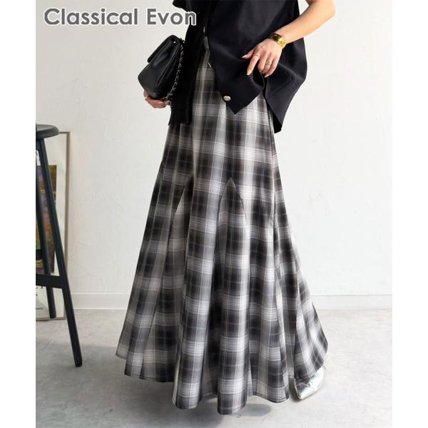 【Classical Evon】 スカート ロング マキシ丈 ボトムス レディース オンブレチェック...