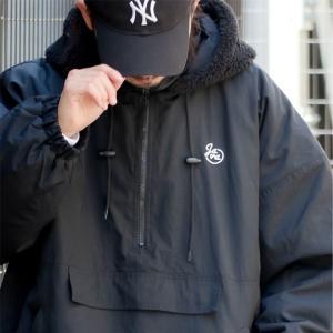 《javaジャバコラボ》 トップス ハーフジップ メンズ レディース プルオーバー フード ボア 中綿 キルティング ナイロンワッシャー加工