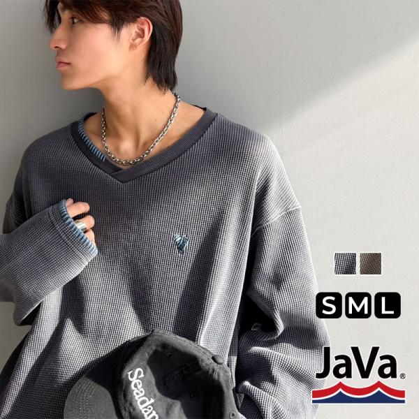 《java ジャバコラボ》 vネック ロンt メンズ 大きいサイズ トップス 裾 ドロスト 付き ピ...