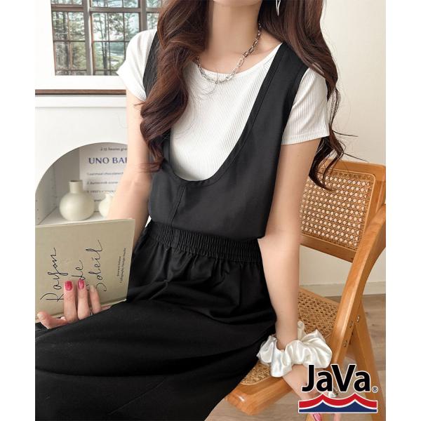 《java ジャバコラボ》サロペット レディース きれいめ オールインワン 前後 2way Uネック...