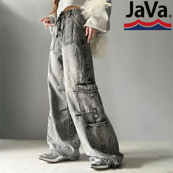 《javaジャバコラボ》 ボトムス パンツ レディース 裾 ドロスト デザイン ヴィンテージ 加工 ...