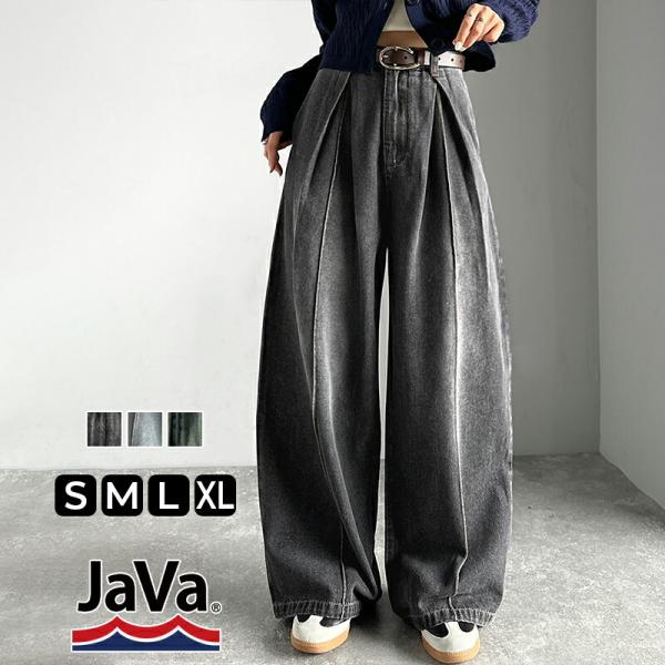 《java ジャバコラボ》 ボトムス レディース 秋冬 パンツ 立体 シルエット ダブル タック ワ...