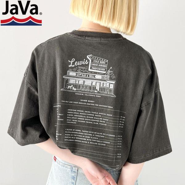 《javaジャバコラボ》送料無料 トップス Tシャツ レディース 綿100％ ダイナープリント ヴィ...