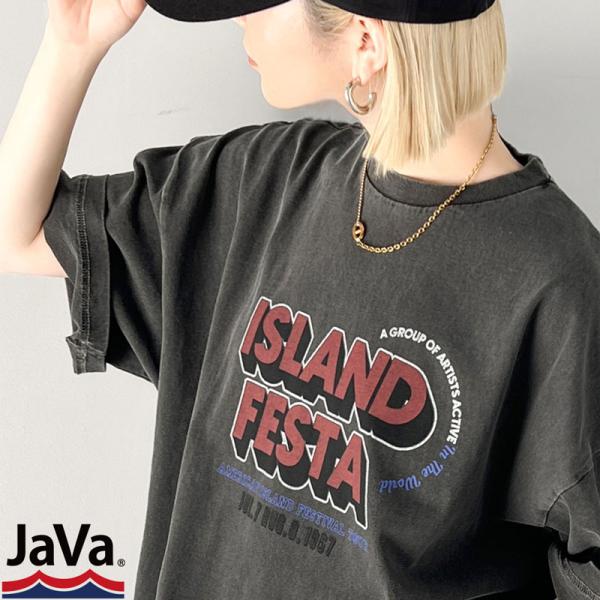 《javaジャバコラボ》トップス Tシャツ レディース 綿100％ ピグメント ビッグ Tee 男女...