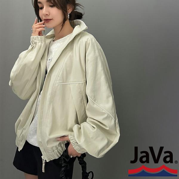 《java ジャバコラボ》 アウター ジャケット レディース 綿 100％ 配色 パイピング スタン...