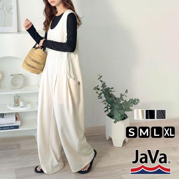 《java ジャバコラボ》 オールインワン サロペット レディース カットジョーゼット Uネック ゆ...