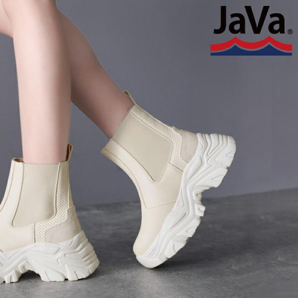 《java ジャバコラボ》 靴 ブーツ レディース 軽量 厚底 ソール サイド ゴア ショートブーツ...
