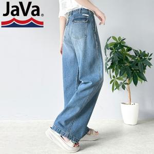 《javaジャバコラボ》 ボトムス パンツ レディース ヴィンテージ 加工 ハイ ウエスト ベイカー デニム 男女兼用 ユニセックス メンズ オールシーズン