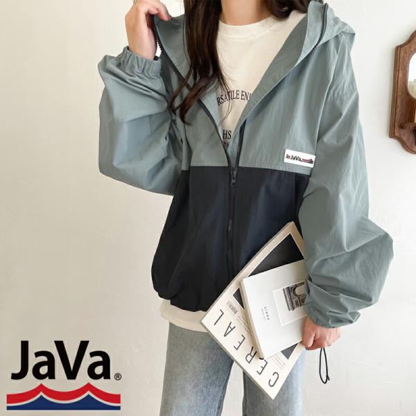 《java ジャバコラボ》 アウター ジャケット レディース ヴィンテージライク バイカラー ナイロ...