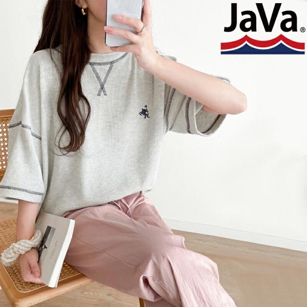 《java ジャバコラボ》 トップス Tシャツ レディース ポコポコ 凸凹 素材 ワンポイント 胸 ...