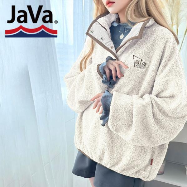 《javaジャバ コラボ》トップス ブルゾン レディース ボア スタンド パイピング 2way メン...