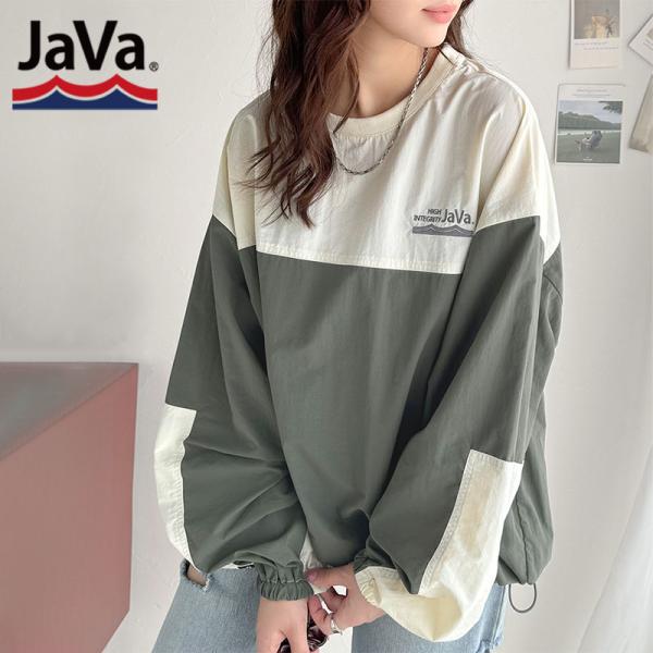 《javaジャバコラボ》 トップス Tシャツ レディース 裾 ドロスト バイカラー シアー プルオー...