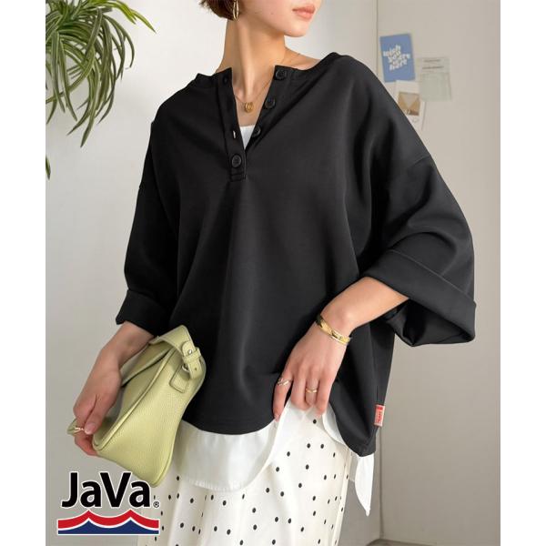 《JaVaジャバコラボ》重ね着風シャツコンビヘンリープルオーバーTシャツ JaVa クラシカルエルフ...