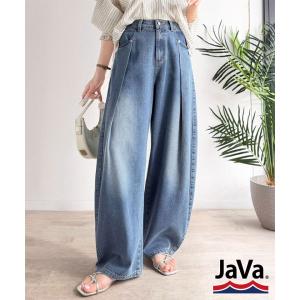 《JaVaジャバコラボ》頑張らない日の“正解ボトム”。フロントタックハイウエストコクーンデニムパンツ JaVa クラシカルエルフ jv1400007