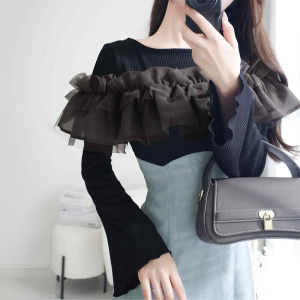 【mily bilet】ワンピース レディース フェミニン ドッキングワンピース チュールフリル シ...