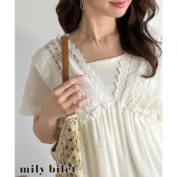 【mily bilet】 ワンピース レディース 春 かわいい ナチュラル ムード レース 使い 楊...