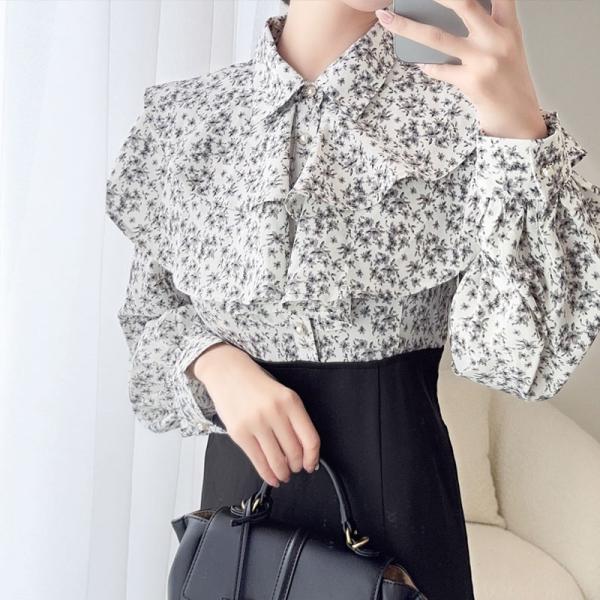 【mily bilet】 ワンピース レディース 小花柄 リボンタイ リボン ドッキング フリル ボ...