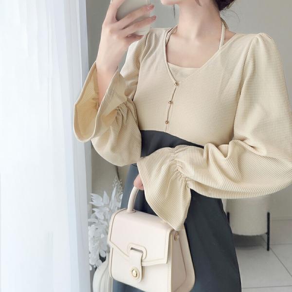 【mily bilet】 チョーカー デザイン レイヤード風 キャンディースリーブ ドッキング ナロ...